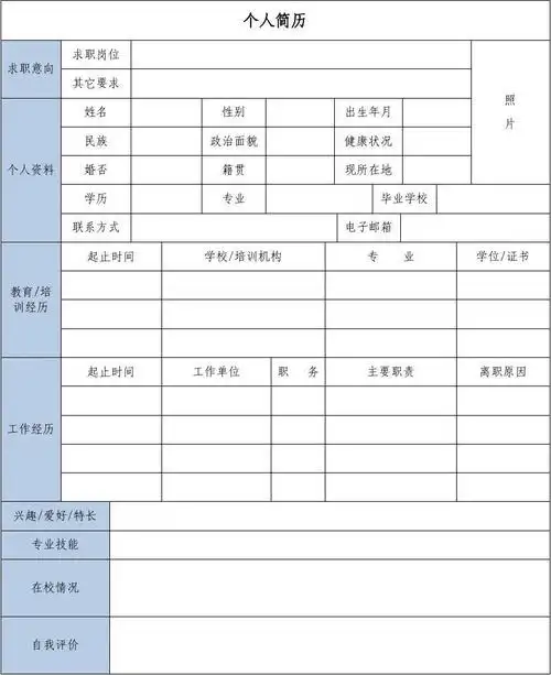 个人求职简历模板下载