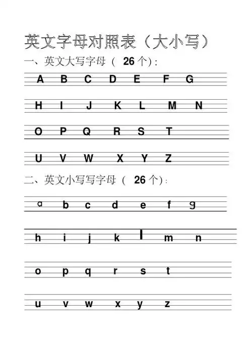 正确26大小写字母表 - 百度文库