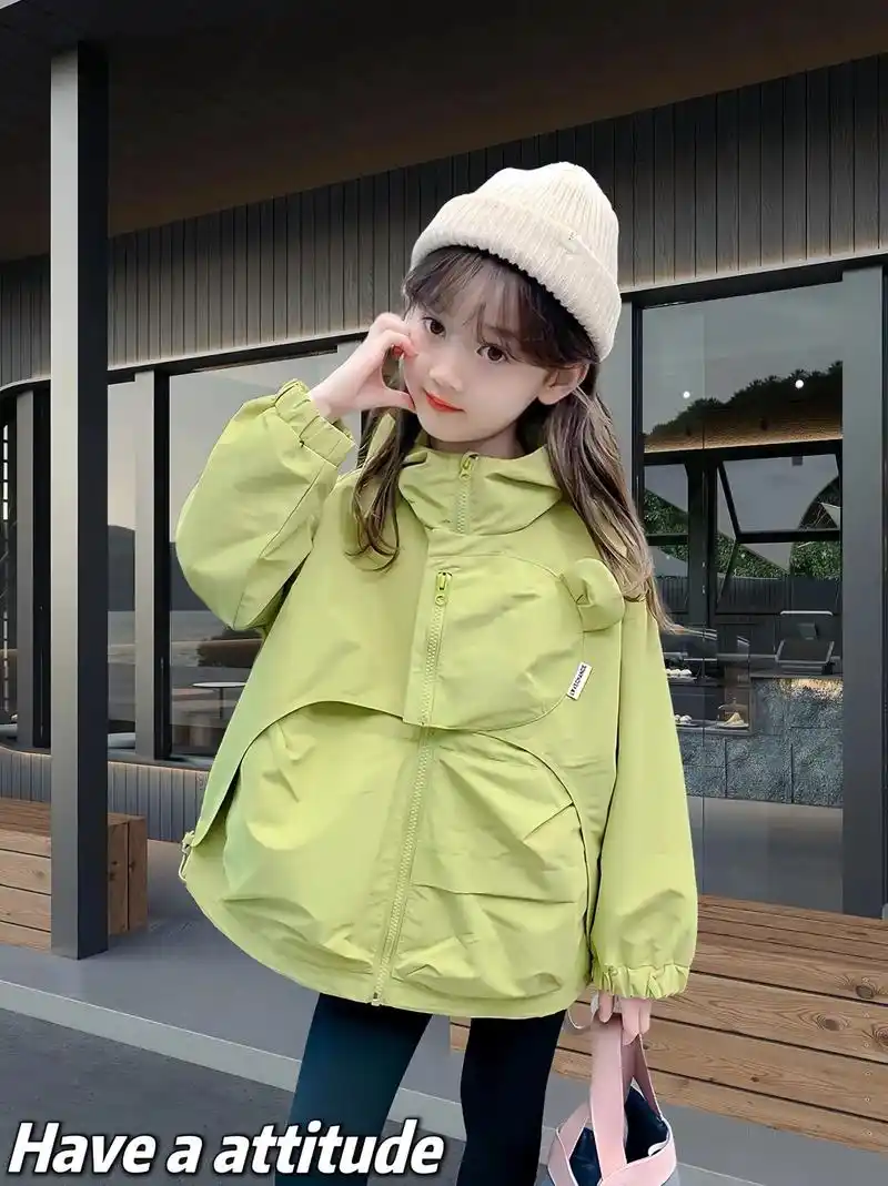 这款女童春秋连帽外套新款真的太可爱啦!