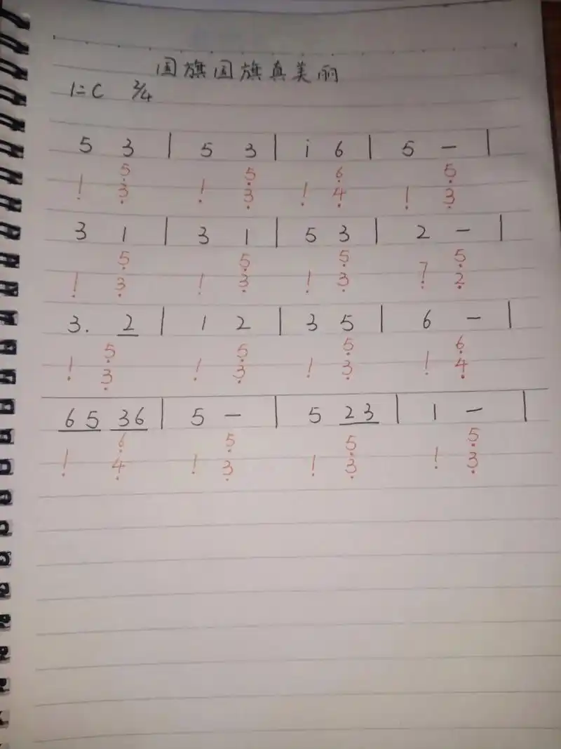 儿歌简谱《国旗国旗真美丽》(40/99) c大调