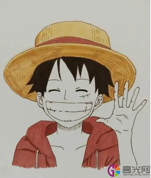 海贼王路飞简笔画教程一步一步教画帅气路飞
