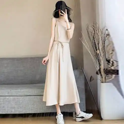 175高个子女生超长裙到脚踝夏季加长版裙子及踝复古吊带连衣裙170