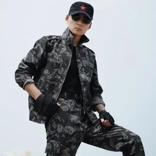 户外黑鹰迷彩服作训服特种兵野战套装军装男 多口袋耐磨工作服装
