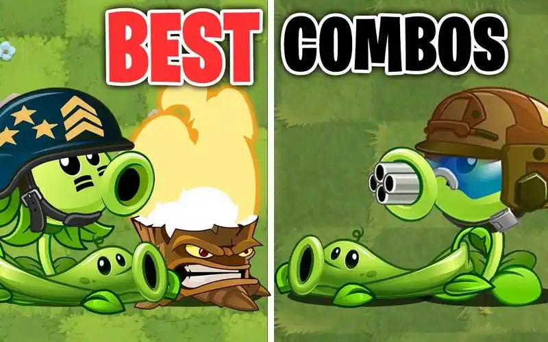 pvz 2 挑战 - 火豌豆和豌豆藤,木盾植物等级最大对战100只砖头僵尸