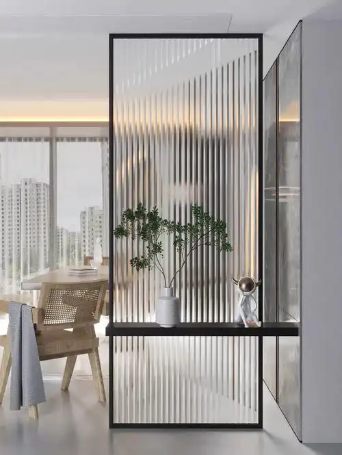 轻奢简约艺术玻璃玄关客厅屏风隔断装饰设计