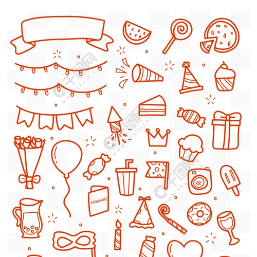 节日生日party海报点缀装饰图案元素材