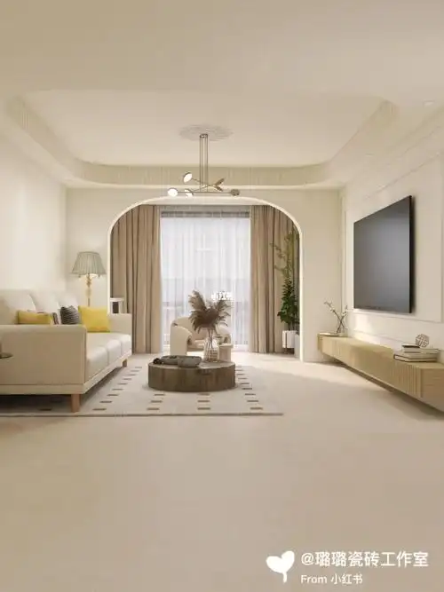 奶茶色温柔的奶油风客厅丨现代简约温柔小宅