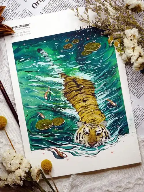 水彩插画心有猛虎细嗅蔷薇附教程