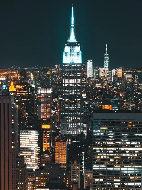 美国第一城市纽约历史建筑迷人夜景