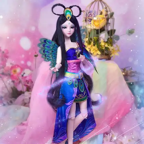 叶罗丽娃娃镜孔雀女孩儿童玩具礼盒仿真洋娃娃生日礼物50cm正版