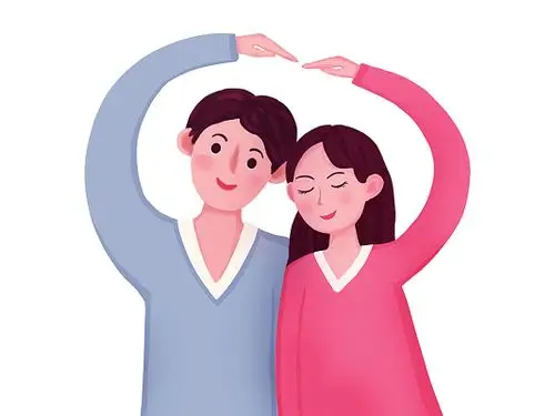 彩色手绘卡通情侣卡通人物比心情人节520元素png素材