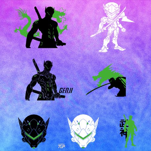 tlp镂空车贴 ow守望先锋周边暴雪游戏源氏genji笔记本行李箱贴纸