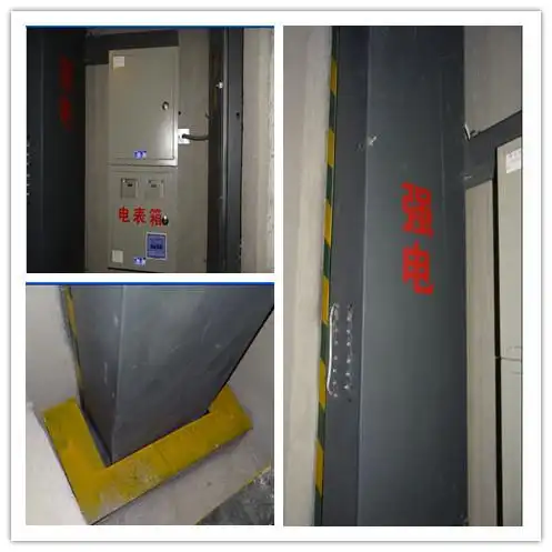 左上:配电箱综合布置 ; 左下:桥架防火封堵; 右图:电气竖井桥架给排水