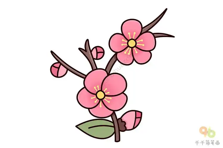 梅花简笔画步骤图_梅花简笔画