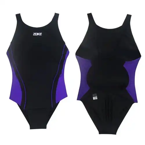 zoke洲克青少年女童专业竞速游泳比赛训练儿童大码连体三角泳衣