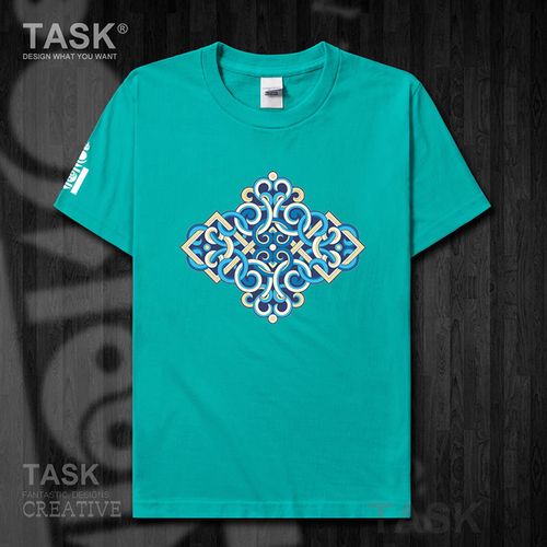 task蒙古族mongolia蒙古元素花纹图腾情侣装纯棉短袖t恤男女夏03