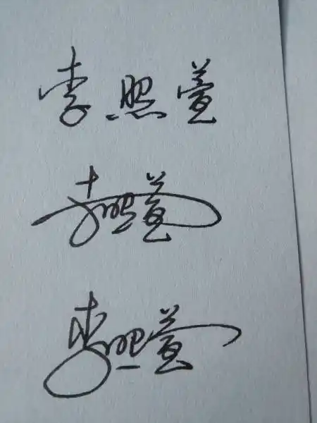 李照萱几个字 硬笔连笔和艺术签名原创写法. 如图所书