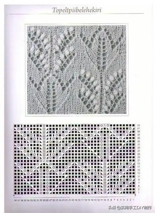 针织图解28个花朵镂空图案适合于编织套头衫开衫等