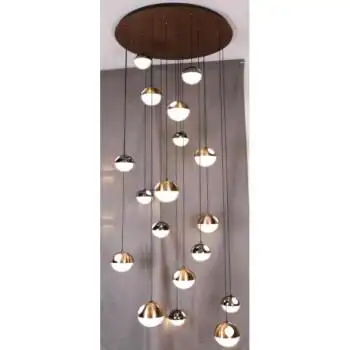 松伟灯饰吊灯客厅吊灯北欧简约大气餐厅半吊灯卧室房间灯珠落玉盘18头