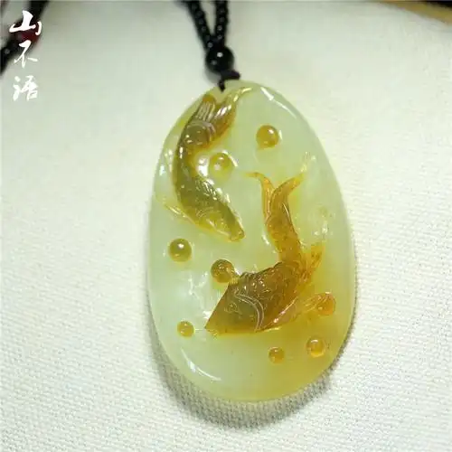 精品 玉雕鱼 招财 天然玉石年年有余挂件 花玉 吊坠 玉坠 男女