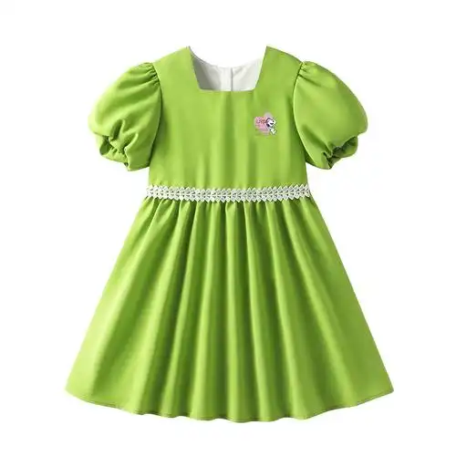 史努比snoopy女童连衣裙夏季小女孩韩版泡泡袖公主裙日常儿童裙子gbd