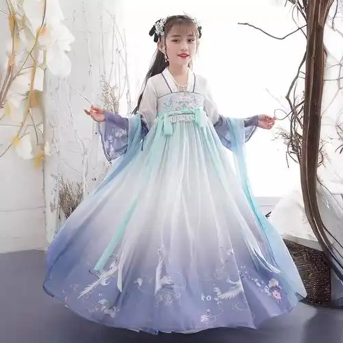 汉服女童夏装儿童古装中国风超仙唐装夏款古风公主女孩夏季连衣裙