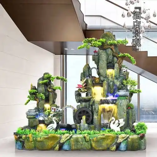 室内假山造景摆件 假山流水喷泉鱼池摆件阳台玄关庭院酒店室内装饰景