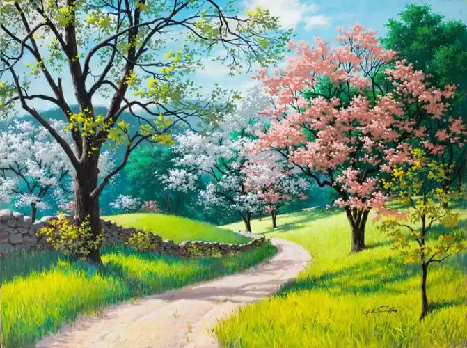 spring,风景油画 春