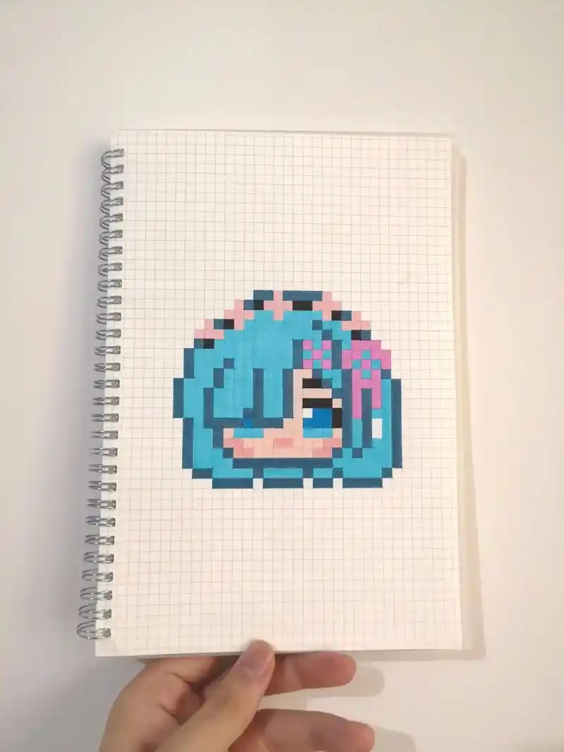 可可爱爱的蕾姆像素画.图纸:94不干正事儿 #蕾姆 #像素画 - 抖音