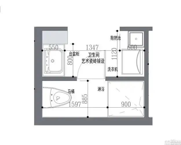 我比较中意的是干湿分离方案,设计师也给出了图(5),不过这样的格局总