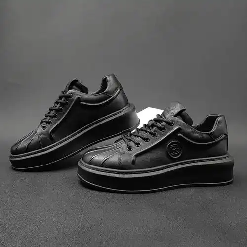 男生真皮鞋子秋季百搭潮鞋欧洲站男鞋小众运动风休闲鞋男士增高鞋