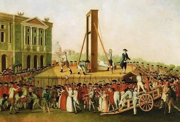描绘1793年法国玛丽王后被送上断头台的绘画作品