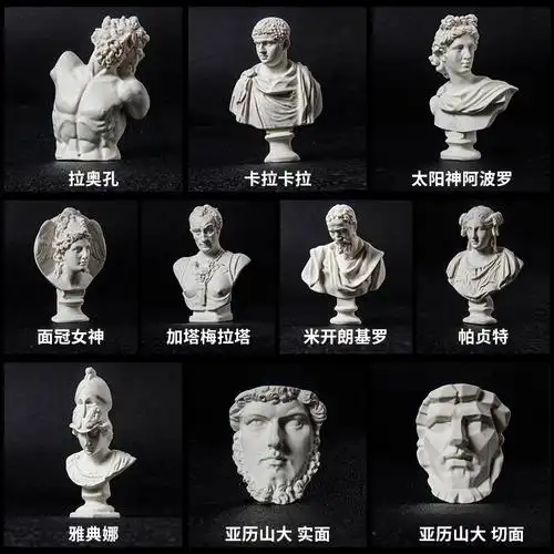 【10个套装b】树脂小石膏像5-8cm迷你人物模型摆件美术教具绘画素描
