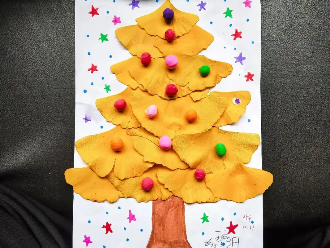 祝阳镇中心小学一年级一班树叶贴画 - 抖音