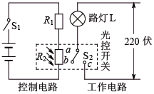 其中光控开关的工作原理是:闭合开关,当光照度降低时,光敏电阻的阻值