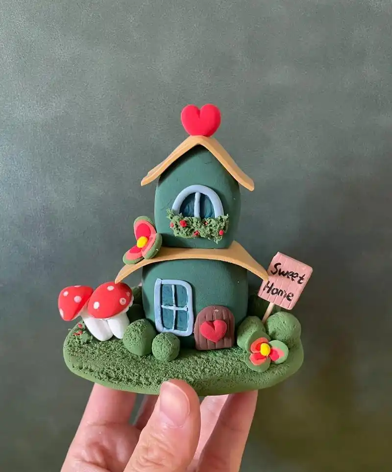 粘土房子|童话小屋图文教程 小蘑菇,路牌,小房子的图文教程,让你心动