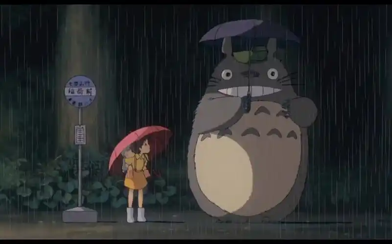 龙猫与小月小梅雨夜相遇片段