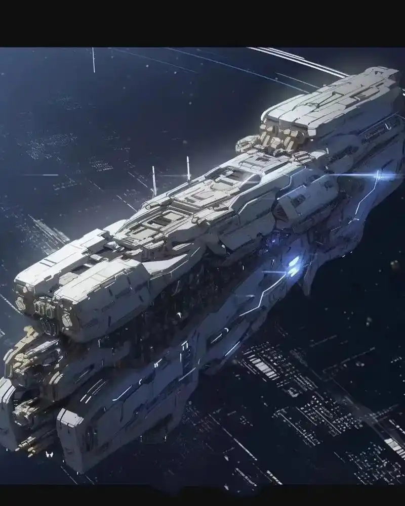 一组ai生成的太空战舰,外形各异,火力惊人.#动漫# #插画# #科幻