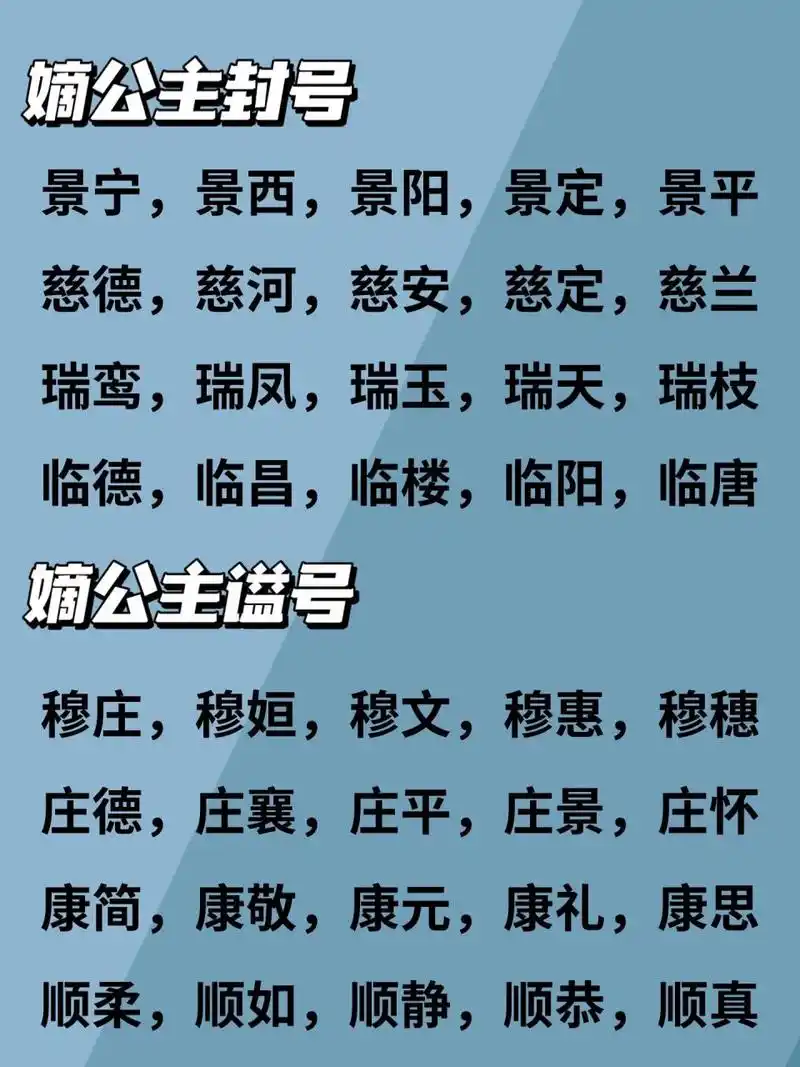 古言写作素材:嫡公主封号/谥号大全!  94