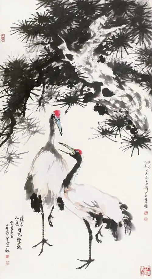 董寿平(1904-1997),王雪涛(1903-1982)松鹤延年