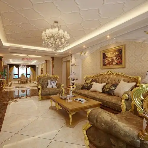 160㎡欧式风格四居室客厅背景墙装修效果图-欧式风格沙发图片