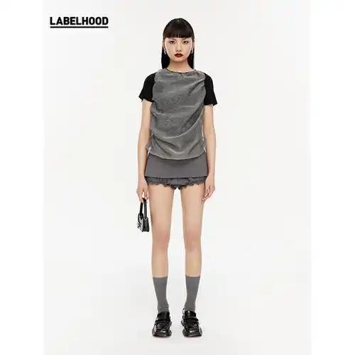 swaying 欧根纱褶皱半袖上衣 sw211sz41