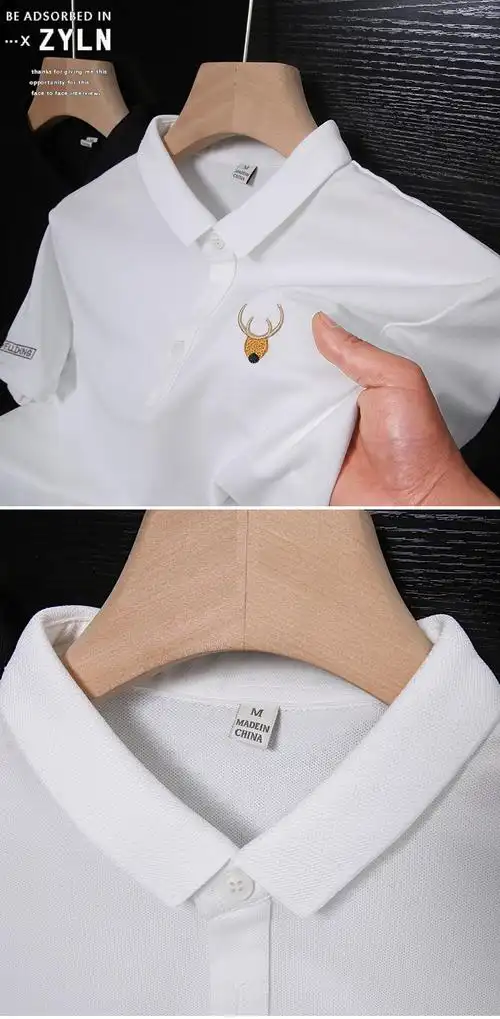 皮尔卡丹奢适男装 短袖t恤男翻领夏季鹿头刺绣衣服男士polo男衫潮流有