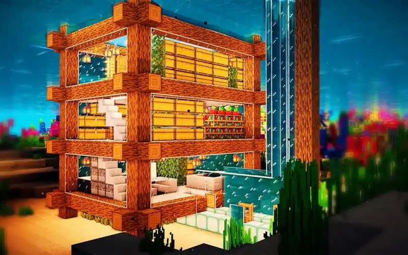 【房屋建筑】简易minecraft水下房子教程_哔哩哔哩_bilibili