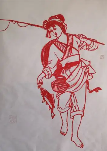 春雷仕女图剪纸