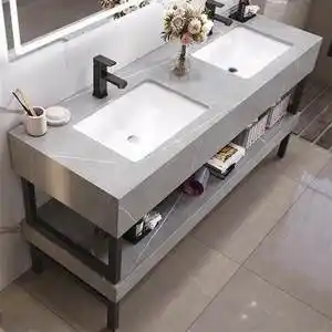 简约公共场所浴室柜双盆组合公用厕所双人洗手台卫生间洗漱台脸盆