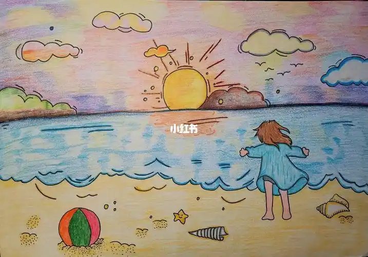 彩色铅笔简笔画风景