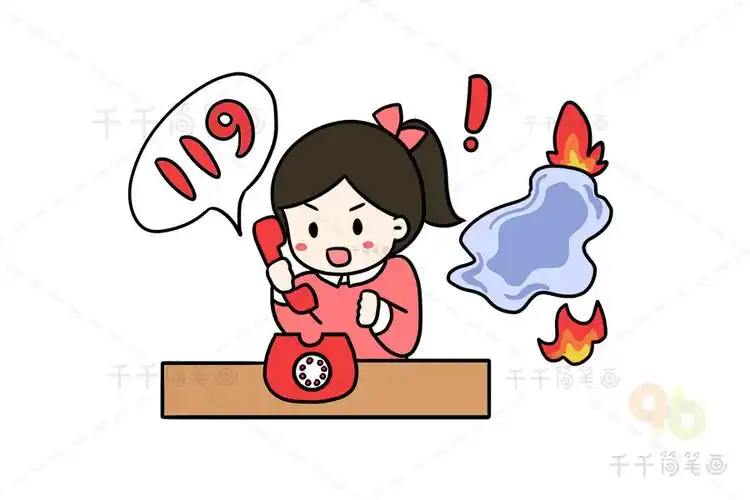 小学生火灾逃生图 火灾逃生知识 火灾逃生方法_环保安全简笔画