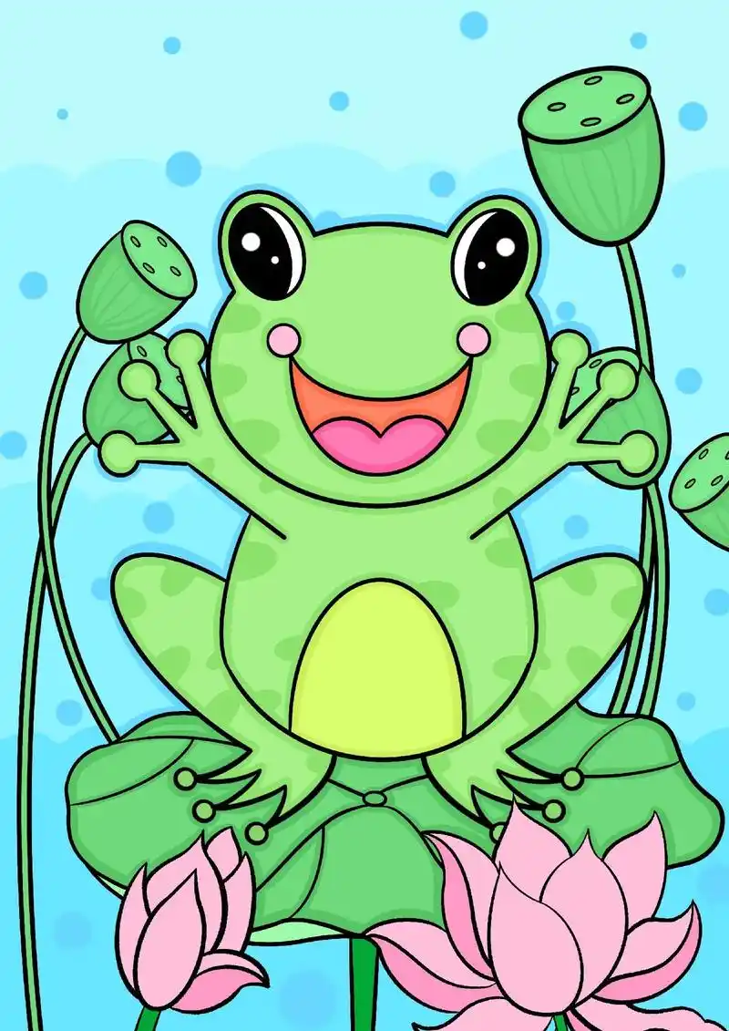 荷叶上的青蛙.夏天来啦,田野里青蛙"呱呱呱"的叫着,今天我们 - 抖音