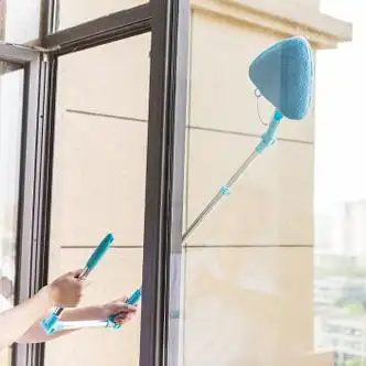 uhfr三角长柄擦玻璃神器u型高层户外家用打扫卫生清洁蓝色